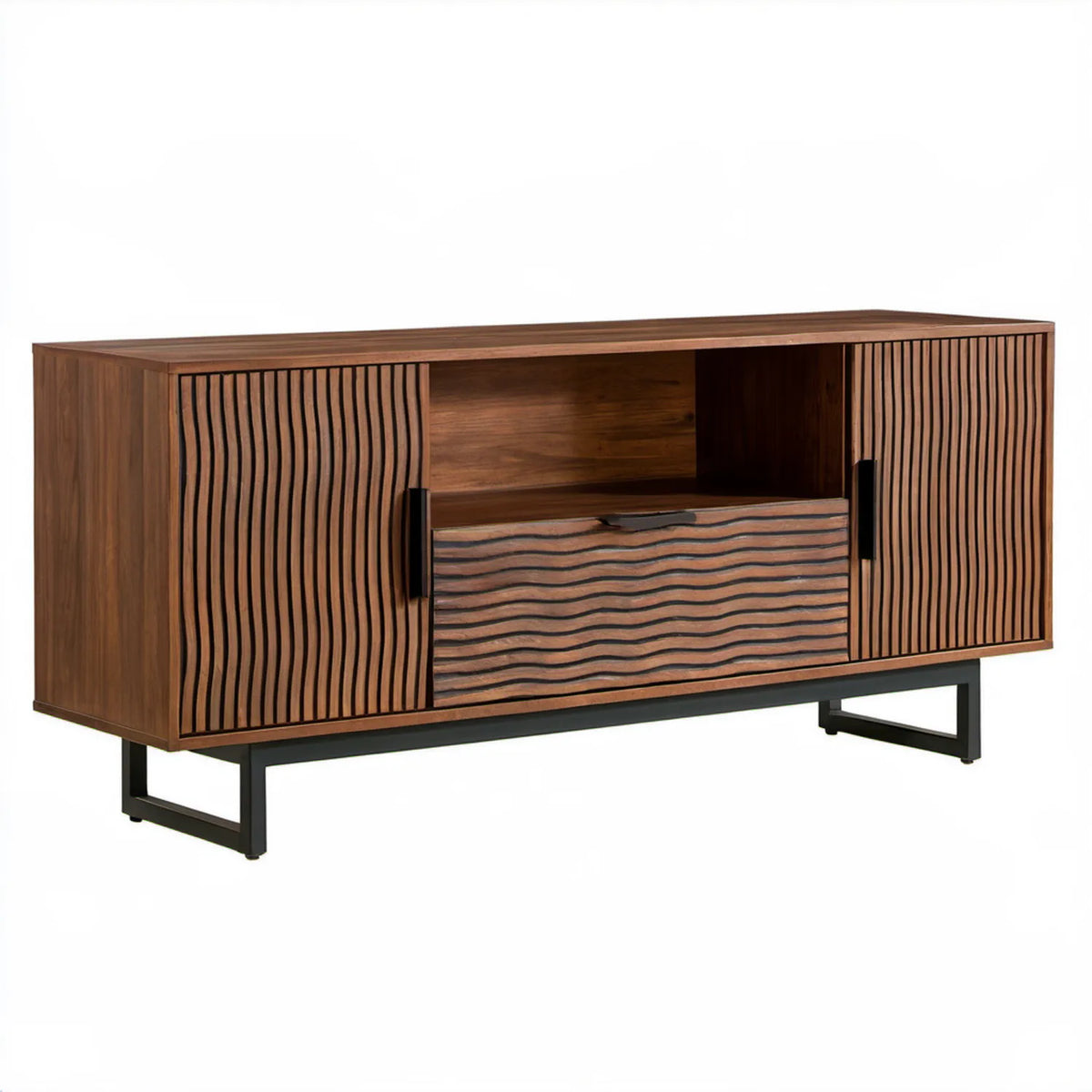 Szafka RTV w kolorze orzechowym i czarnym, 160 x 40 x 75 cm