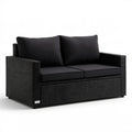 Dwuosobowa sofa ogrodowa z technorattanu PE, czarna, 124 x 65 x 60 cm