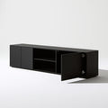 Czarna szafka RTV 180 × 40 × 45 cm z laminowanej płyty wiórowej
