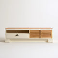 Kremowa szafka RTV z drewna sosnowego i MDF, 140 x 40 x 55 cm