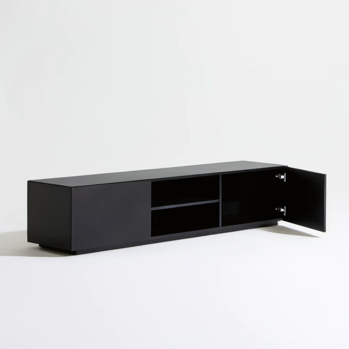 Czarna szafka RTV 160 x 40 x 45 cm z laminowanej płyty wiórowej