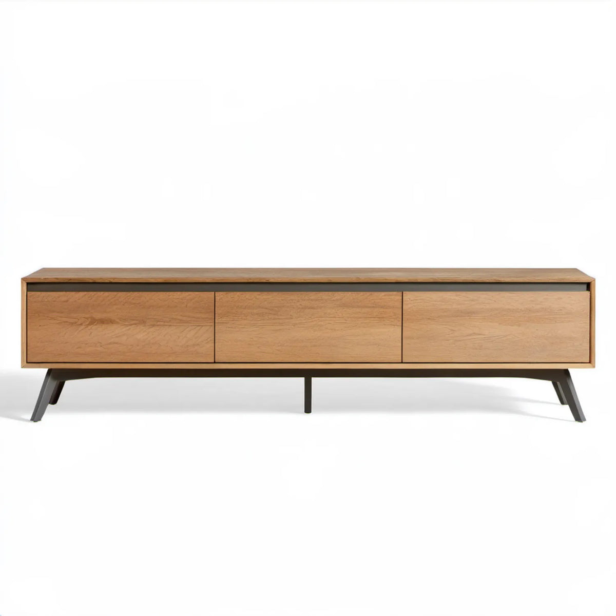Szafka RTV 180 × 40 × 50 cm w kolorze naturalnego dębu i czarnym