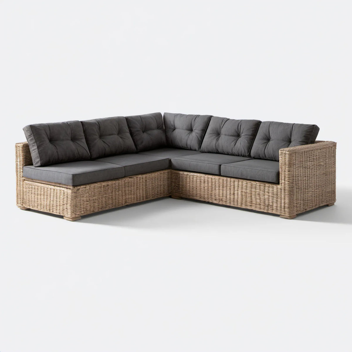 4-osobowa narożna sofa ogrodowa z technorattanu PE 230 x 180 x 85 cm Beżowa/Antracytowa